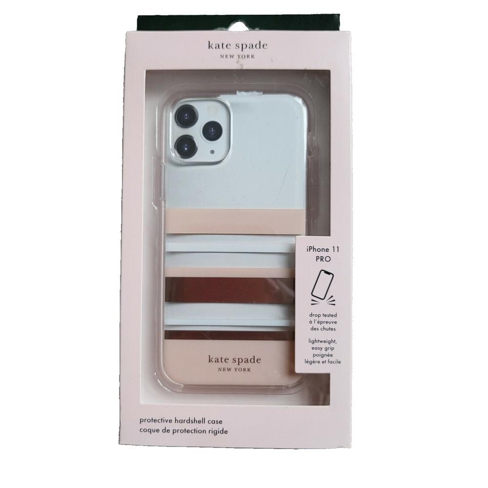 Kate Spade New York Clear Pink Gold Stripe Shell Case Apple iPhone 11 PRO